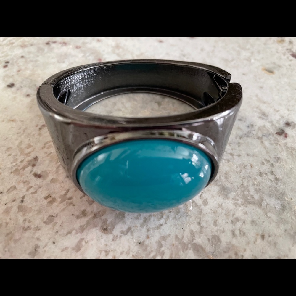 Gunmetal color blue acrylic Clamper Bracelet